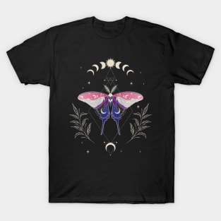 Genderfluid Luna Moth Celestial Cottagecore LGBT Pride Flag T-Shirt